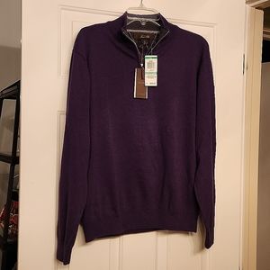 Tasso Ella cotton, 1/4 zip sweater, eggplant purple, size L